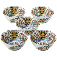 染錦金彩紋 八角小鉢揃